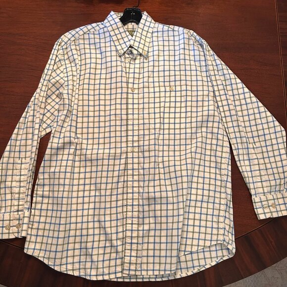 Orvis Mens Long Sleeve Button Down sz L off whirw/blue/green sz L - Picture 1 of 6